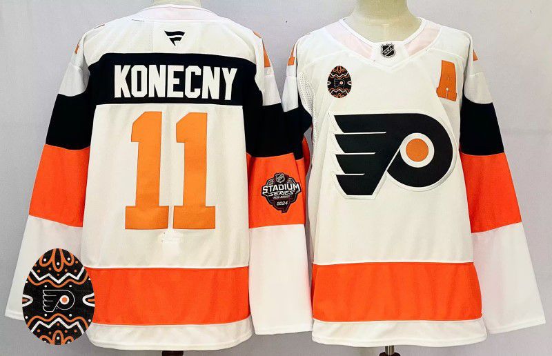 Men Philadelphia Flyers #11 Konecny White Fanatics 2025 NHL Jersey style 3